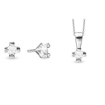 14 kt hvidguld smykkesæt, Mary serien by Aagaard med ialt 1,20 ct labgrown diamanter